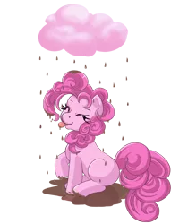 Size: 1000x1248 | Tagged: safe, artist:cielaart, derpibooru import, pinkie pie, pony, the return of harmony, chocolate, chocolate milk, chocolate rain, cloud, cotton candy, cotton candy cloud, cute, diapinkes, food, milk, simple background, solo, transparent background