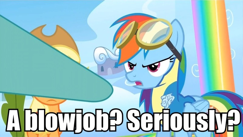 Size: 960x540 | Tagged: suggestive, derpibooru import, edit, edited screencap, screencap, applejack, lightning dust, rainbow dash, pegasus, pony, wonderbolts academy, angry, caption, clothes, female, goggles, image macro, implied blowjob, implied oral, implied sex, mare, rainbow waterfall, solo focus, uniform, wingpony badge, wonderbolt trainee uniform