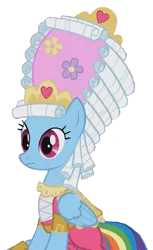 Size: 397x647 | Tagged: background removed, derpibooru import, edit, edited screencap, fabulous, mare antoinette, marie antoinette, rainbow dash, rainbow dash always dresses in style, safe, screencap, simple background, sitting, solo, swarm of the century, transparent background, wig