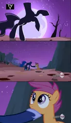 Size: 624x1069 | Tagged: comic, derpibooru import, headless, headless horse, hub logo, princess luna, safe, scootaloo, sleepless in ponyville, the headless horse (character), tv rating