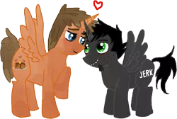 Size: 794x534 | Tagged: safe, artist:carmeliza, derpibooru import, ponified, alicorn, pony, chris, dan, dan vs, gay, heart, male