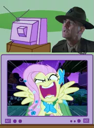 Size: 563x771 | Tagged: safe, derpibooru import, fluttershy, human, pony, exploitable meme, flutterrage, full metal jacket, gunnery sergeant hartman, irl, meme, photo, role reversal, tv meme, war face