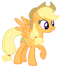 Size: 852x937 | Tagged: safe, artist:applebeans, derpibooru import, oc, oc:applebeans, unofficial characters only, pegasus, pony, donut steel, hat, open mouth, raised hoof, simple background, smiling, solo, spread wings, transparent background