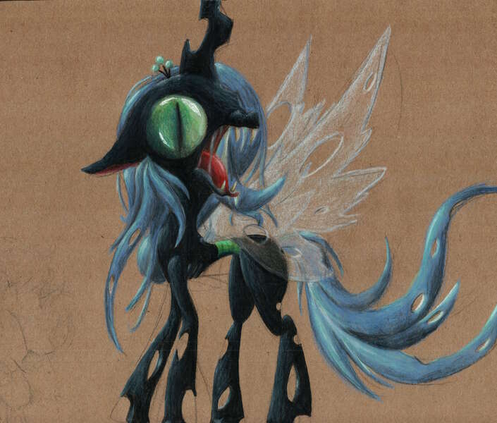 Size: 6016x5120 | Tagged: absurd resolution, artist:getchanoodlewet, derpibooru import, queen chrysalis, safe, solo, traditional art