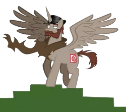 Size: 3311x2942 | Tagged: safe, artist:iomma, derpibooru import, ponified, alicorn, pony, hat, male, minecraft, mojang, notch, simple background, solo, top hat, transparent background