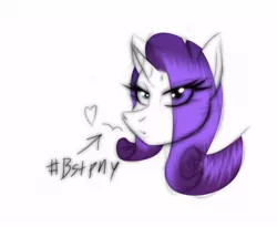 Size: 638x524 | Tagged: safe, artist:lil miss jay, derpibooru import, rarity, unicorn, best pony, bust, female, hair over one eye, hashtag, mare, simple background, solo, white background