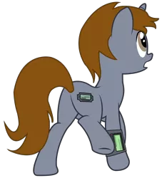 Size: 4394x4848 | Tagged: safe, artist:slowlearner46, derpibooru import, oc, oc:littlepip, unofficial characters only, pony, unicorn, fallout equestria, fanfic, absurd resolution, fallout, fanfic art, female, mare, pipbuck, plot, raised leg, simple background, solo, transparent background