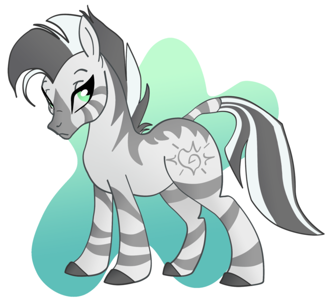 Size: 1102x1009 | Tagged: abstract background, artist:cluttercluster, derpibooru import, fallout equestria, fanfic, fanfic art, female, mare, oc, oc:xenith, safe, simple background, solo, transparent background, unofficial characters only, zebra, zebra oc