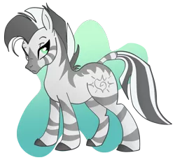 Size: 1102x1009 | Tagged: abstract background, artist:cluttercluster, derpibooru import, fallout equestria, fanfic, fanfic art, female, mare, oc, oc:xenith, safe, simple background, solo, transparent background, unofficial characters only, zebra, zebra oc