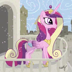 Size: 1280x1280 | Tagged: safe, artist:westy543, derpibooru import, princess cadance, alicorn, pony, canterlot, confetti, female, mare, solo