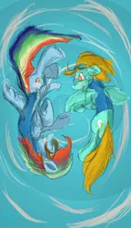 Size: 700x1219 | Tagged: 30 minute art challenge, artist needed, derpibooru import, lightning dust, rainbow dash, safe, wonderbolt trainee uniform