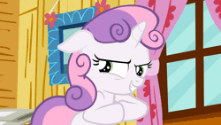 Size: 960x540 | Tagged: animated, derpibooru import, grin, plotting, safe, sinister, sleepless in ponyville, sweetie belle