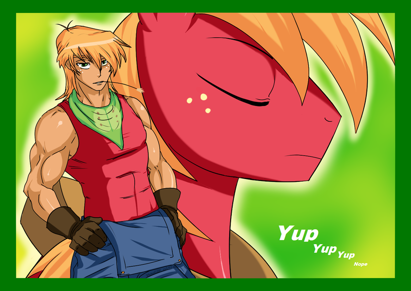 Size: 1300x920 | Tagged: artist:ninja-8004, big macintosh, humanized, safe, tailed humanization