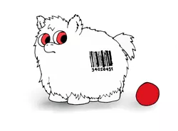 Size: 1521x1128 | Tagged: adoption, albino, artist:coalheart, ball, barcode, derpibooru import, fluffy pony, frown, safe, solo