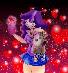 Size: 768x818 | Tagged: artist:lucky-jj, derpibooru import, humanized, lesson zero, magic, safe, smarty pants, twilight snapple, twilight sparkle, want it need it