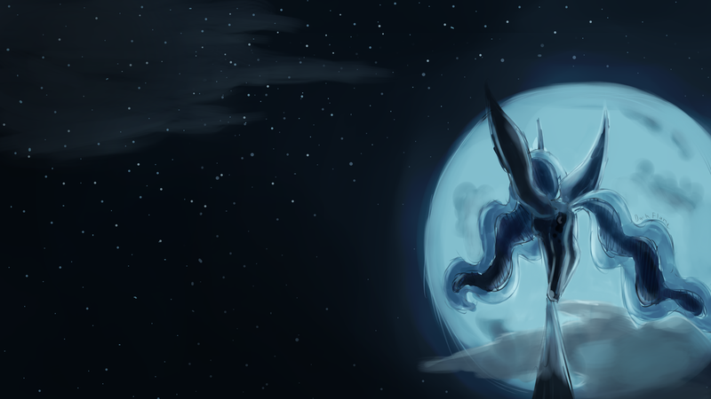 Size: 4000x2250 | Tagged: artist:darkflame75, balancing, derpibooru import, majestic, moon, night, princess luna, safe, sky, solo, spread wings, stars