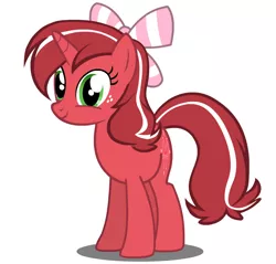 Size: 774x741 | Tagged: cute, derpibooru import, double rainboom puppet, freckles, looking at you, oc, oc:red ribbon, ribbon, safe, simple background, smiling, solo, unofficial characters only, vector, white background