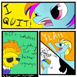 Size: 1280x1280 | Tagged: 30 minute art challenge, alternate ending, artist:chevrium, comic, derpibooru import, lightning dust, rainbow dash, safe, spitfire