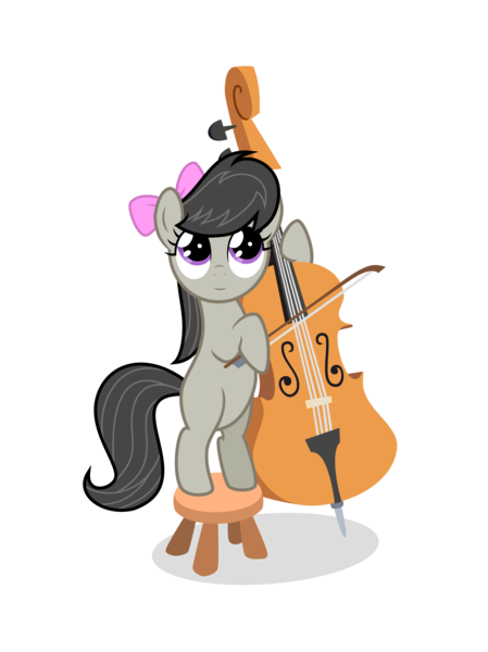 Size: 3004x4016 | Tagged: absurd resolution, artist:agamnentzar, bipedal, blank flank, bow, bow (instrument), cello, derpibooru import, filly, musical instrument, octavia melody, safe, simple background, stool, transparent background, vector