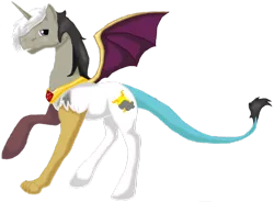 Size: 1042x766 | Tagged: safe, artist:kachna9, derpibooru import, oc, oc:chaotic, unofficial characters only, alicorn, hybrid, pony, interspecies offspring, offspring, parent:discord, parent:princess celestia, parents:dislestia