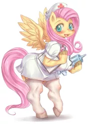 Size: 595x841 | Tagged: anthro, arm hooves, artist:hoihoi, big breasts, breasts, busty fluttershy, chestbreasts, cute, derpibooru import, female, fluttershy, misplaced boobs, nurse, pixiv, shyabetes, suggestive