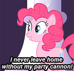 Size: 245x235 | Tagged: animated, bipedal, bipedal leaning, cropped, derpibooru import, edit, leaning, party cannon, pinkie pie, reaction image, safe, screencap, solo, sunburst background, sweet and elite