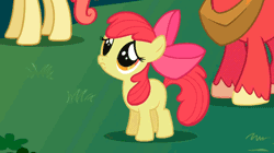 Size: 500x280 | Tagged: safe, derpibooru import, screencap, apple bloom, big macintosh, earth pony, pony, adorabloom, animated, cute, eye shimmer, frown, hnnng, looking up, male, sad, stallion