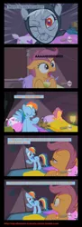 Size: 740x2030 | Tagged: safe, derpibooru import, edit, edited screencap, screencap, olden pony, rainbow dash, scootaloo, pegasus, pony, sleepless in ponyville, alternate scenario, camping, comic, female, filly, hub logo, implied bedwetting, mare, nightmare, screencap comic, urine