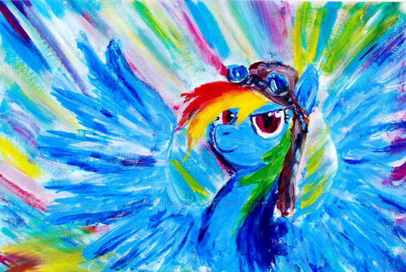 Size: 900x603 | Tagged: artist:mademoiselle-moder, derpibooru import, goggles, rainbow dash, safe, traditional art