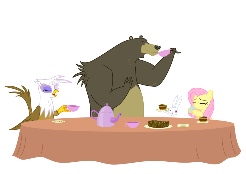 Size: 2105x1488 | Tagged: semi-grimdark, artist:ranmasayo, derpibooru import, angel bunny, fluttershy, gilda, harry, bear, gryphon, abuse, angelbuse, animal, black eye, gildabuse, out of character, svg, .svg available, vector