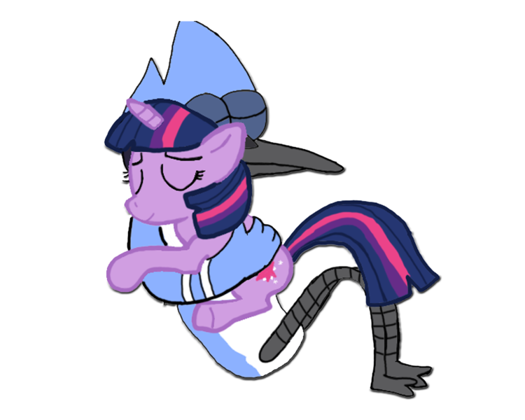 Size: 1000x800 | Tagged: artist:perryrocks, crossover, crossover shipping, derpibooru import, hug, mordecai, mordetwi, regular show, safe, shipping, twilight sparkle