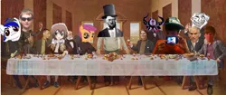Size: 960x402 | Tagged: 1000 hours in ms paint, aaron harvey, abraham lincoln, adolf hitler, alcohol, barely pony related, bread, carl sagan, danny trollpony, derpibooru import, downvote bait, edit, face edit, food, human, irl, lyl, ms paint, photo, ron paul, safe, scootaloo, the last supper, wat, wine, zachary benedict