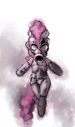 Size: 767x1296 | Tagged: safe, artist:discotecnia ottanta, derpibooru import, pinkie pie, pony, bipedal, crossover, konami, mask, metal gear, psycho mantis