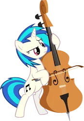 Size: 2289x3281 | Tagged: safe, artist:shinodage, derpibooru import, vinyl scratch, pony, unicorn, bipedal, cello, cutie mark, female, hooves, horn, mare, musical instrument, simple background, solo, transparent background, vector