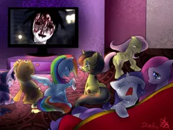 Size: 1280x960 | Tagged: applejack, blood, derpibooru import, exploitable meme, fluttershy, grimdark, mane six, meme, oc, oc:pauly sentry, pinkie pie, rainbow dash, rarity, sad movie meme, scary korean comic, the bongcheon dong ghost, twilight sparkle