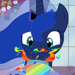 Size: 600x600 | Tagged: safe, artist:latiken, derpibooru import, princess luna, eating, licking, solo, tongue out, zap apple jam