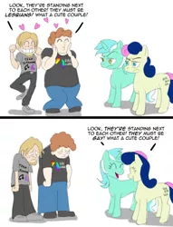 Size: 640x838 | Tagged: safe, artist:pluckyninja, derpibooru import, bon bon, lyra heartstrings, sweetie drops, human, aged like milk, anti-shipping, bon bon is not amused, brony, brony stereotype, burn, comic, fanboy, hilarious in hindsight, humans standing next to each other, image, jpeg, payback, ponies standing next to each other, shipper, shipping denied, shipping goggles, sick burn, stereotype