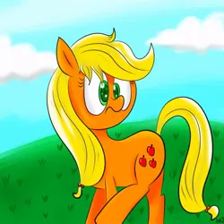 Size: 800x800 | Tagged: safe, artist:danadyu, derpibooru import, applejack, earth pony, pony, solo