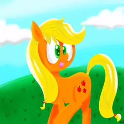 Size: 500x500 | Tagged: safe, artist:danadyu, derpibooru import, applejack, earth pony, pony, solo