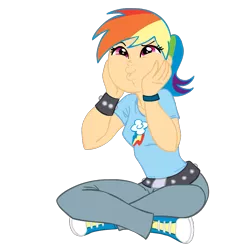 Size: 945x945 | Tagged: artist:drewdini, artist:megasweet, colored, converse, dashface, derpibooru import, humanized, rainbow dash, safe, shoes, simple background, solo, transparent background