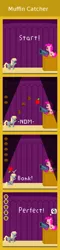 Size: 440x1820 | Tagged: safe, artist:zztfox, derpibooru import, derpy hooves, pinkie pie, pegasus, pony, comic, female, mare, muffin, pixel art