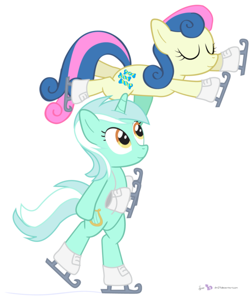 Size: 1200x1430 | Tagged: artist:dm29, bon bon, duo, ice skating, lyra heartstrings, safe, simple background, skates, skating, sweetie drops, transparent background, vector