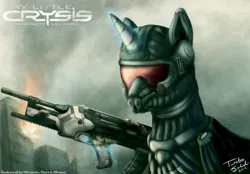 Size: 2150x1500 | Tagged: artist:turbosolid, crysis, gun, safe, science fiction