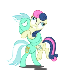 Size: 4087x4850 | Tagged: absurd resolution, artist:drpancakees, bon bon, bon bon is not amused, duo, hug, lyra heartstrings, safe, simple background, squeezing, sweetie drops, transparent background, vector