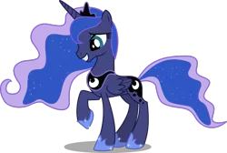 Size: 733x493 | Tagged: safe, artist:canon-lb, derpibooru import, princess luna, alicorn, pony, absurd resolution, simple background, smiling, solo, transparent background, vector