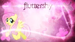 Size: 1920x1080 | Tagged: artist:froyoshark, butterfly, fluttershy, safe, text, vector, wallpaper