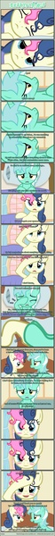 Size: 1063x10365 | Tagged: artist:tritebristle, bed mane, blushing, bon bon, comic, comic:heartstrings, crying, derpibooru import, lyra heartstrings, messy mane, safe, sweetie drops, tears of joy, wiping tears