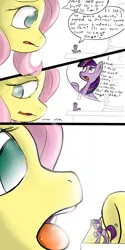 Size: 900x1800 | Tagged: suggestive, artist:gtsdev, derpibooru import, fluttershy, twilight sparkle, pegasus, pony, unicorn, comic, drool, female, fetish, flutterpanic, flutterpred, imminent vore, mare, micro, tongue out