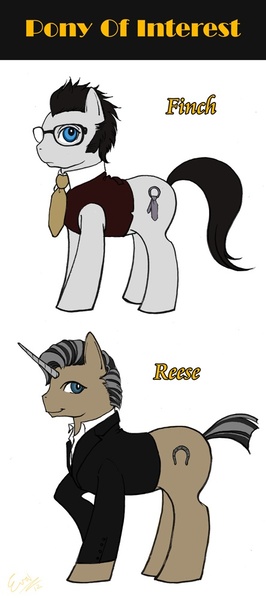 Size: 444x1000 | Tagged: safe, artist:eabevella, derpibooru import, ponified, glasses, harold finch, john reese, person of interest