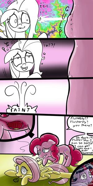 Size: 900x1800 | Tagged: artist:gtsdev, comic, derpibooru import, dialogue, drool, fetish, flutterpanic, fluttershy, grimdark, micro, pinkie pie, preylight, questionable, soft vore, twilight sparkle, vore